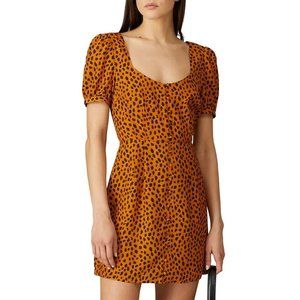 BB Dakota Leopard Puff Sleeve Dress, Size 10